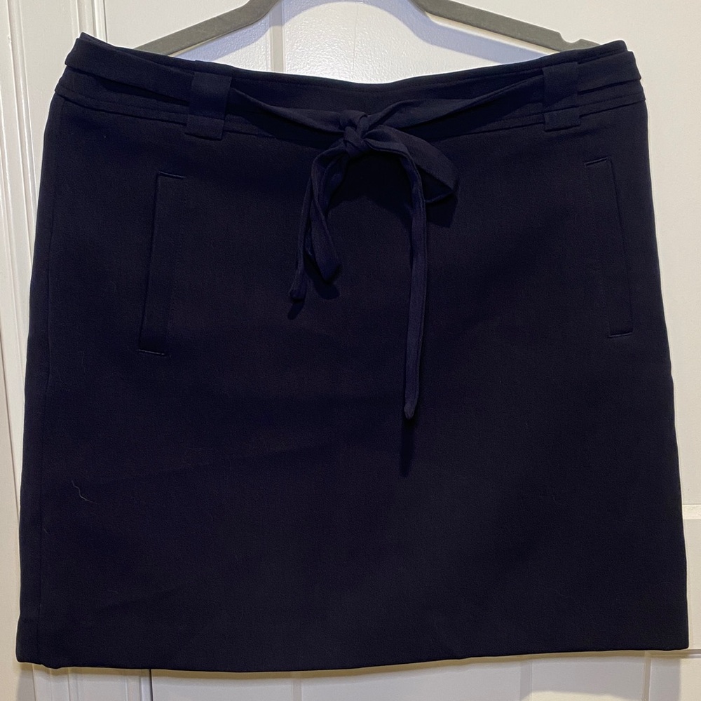 Loft Navy Blue Skirt with Tie Waist